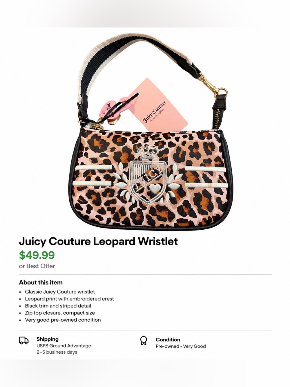 Juicy Couture Leopard Print Embroidered Mini Shoulder Bag